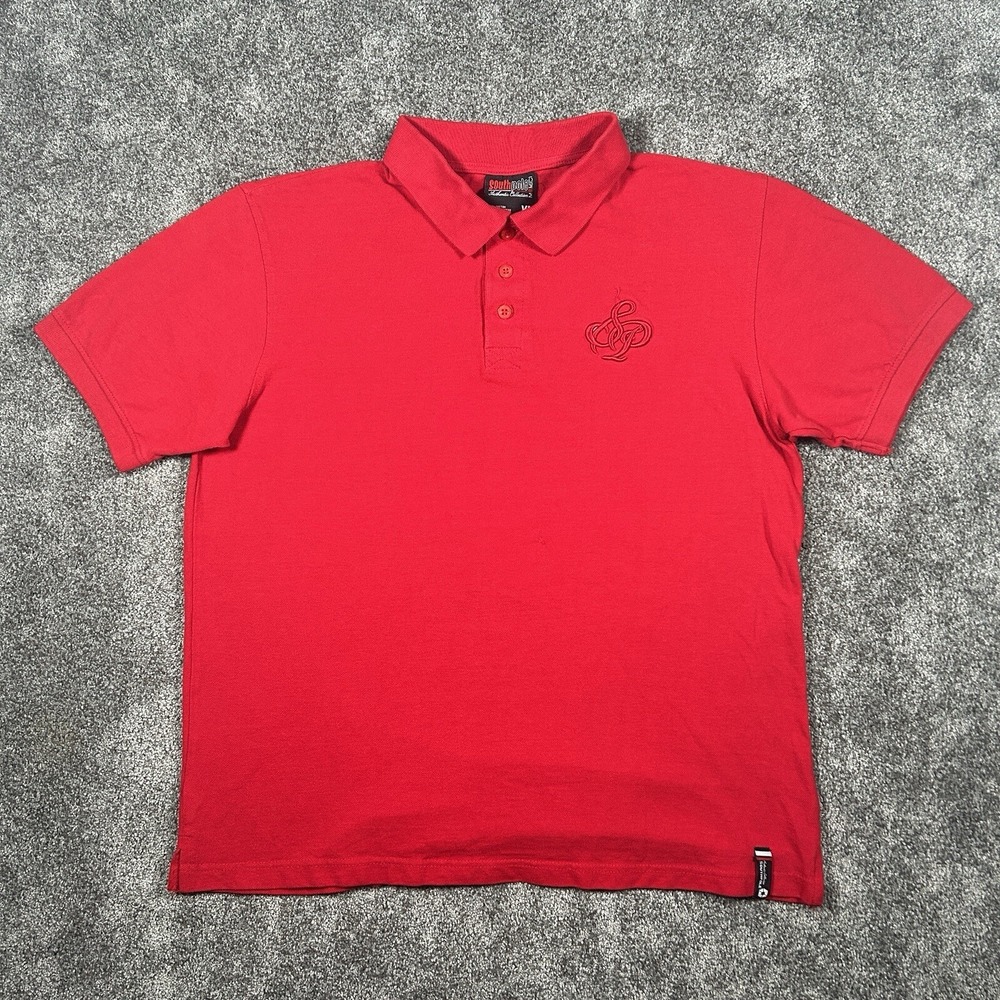 Southpole Solid Red Polo Shirt Mens XL Short‎ Sleeve Big Logo Embroidered Y2K